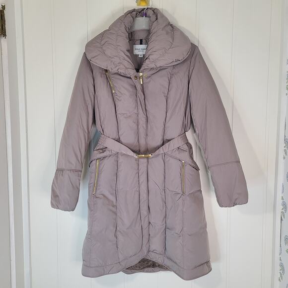 Cole Haan Jackets & Blazers - Cole Haan Puffer Coat Women's Large Oversized Collar Belted Long Down Filled